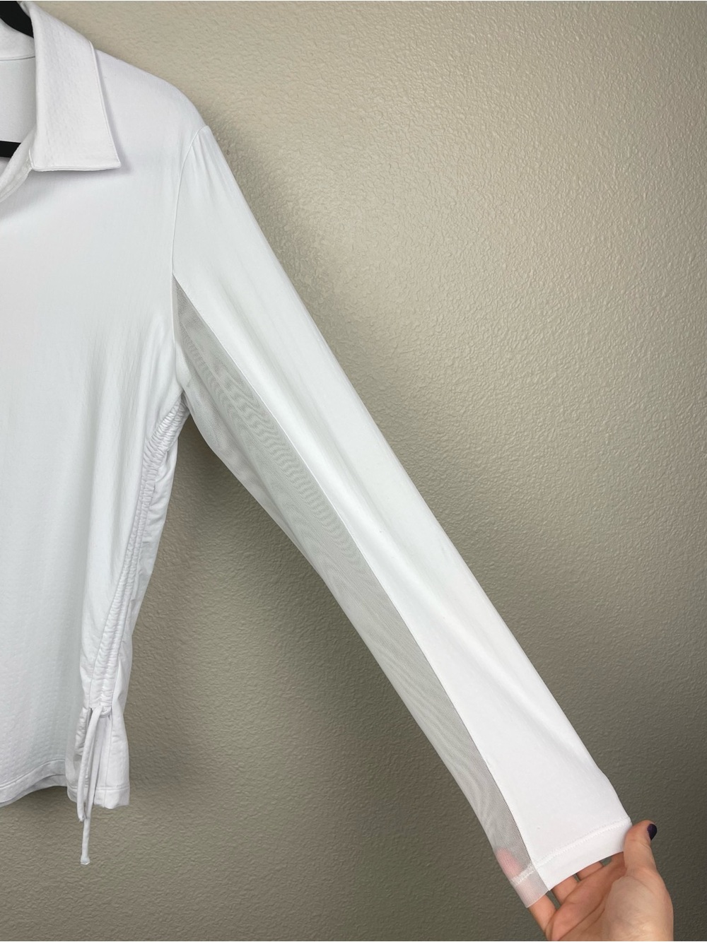 IBKUL Women's Large White Adjustable Long Sleeve Quarter Zip Polo Top UPF 50+ - Picture 5 of 15